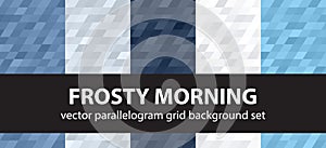 Parallelogram pattern set Frosty Morning. Vector seamless geometric backgrounds