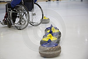 The Paralympic curling training wheelchair curling