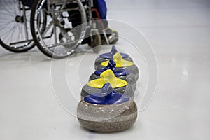 The Paralympic curling training wheelchair curling