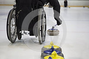 The Paralympic curling training wheelchair curling