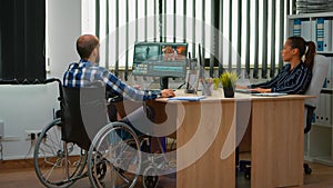 Paralysed blogger editing footage postproduction