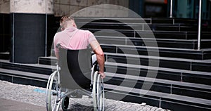 Paralyzed Man With Disability Stair Access