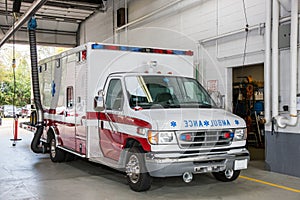 Paramedic Ambulance inside Firefighter Station