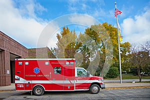 Paramedic Ambulance outside Firefighter Station