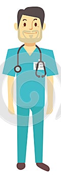 Paramedic cartoon character. Friendly doctor. Hospital worker