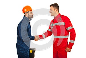 Paramedic and constructor worker meeting