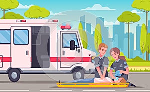 Paramedic Emergency Cartoon Composition