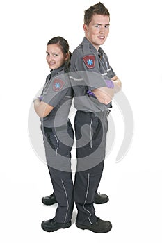 Paramedic employee in the front of a white