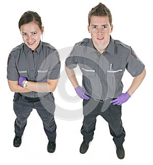 Paramedic employee in the front of a white