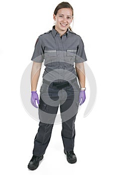 Paramedic employee in the front of a white