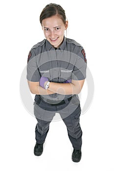 Paramedic employee in the front of a white