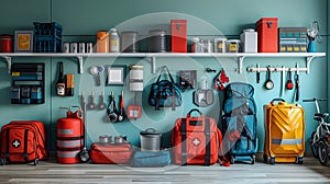 Paramedic equipment is neatly arranged in a minimalist background