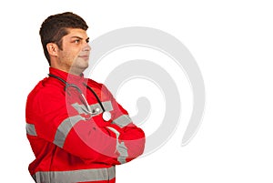 Paramedic man looking away