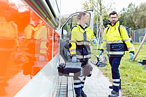 Paramedic nurse and emergency doctor at ambulance