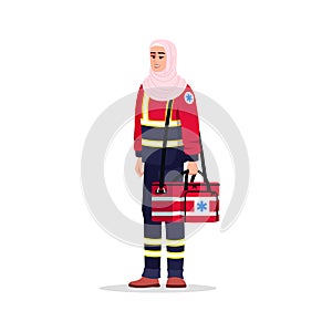 Paramedic semi flat RGB color vector illustration