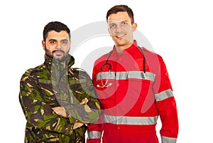 Paramedic and soldier man