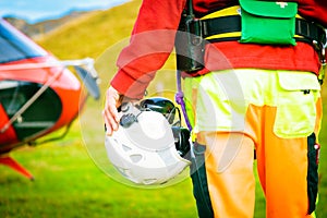 Paramedic Standing By His Helicopter