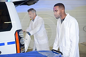 Paramedics preparing to rescue