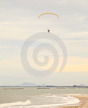 Paramotor fly are on sky