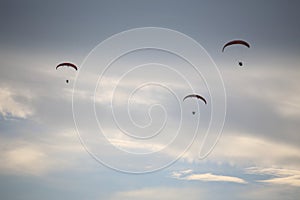 Paramotor flying in the sky