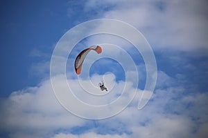 Paramotor flying in the sky