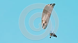 Paramotor flying straight and steadily in air