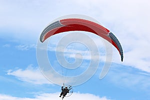 Paramotor pilot flying