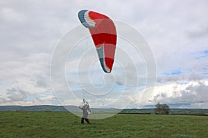 Paramotor pilot launching