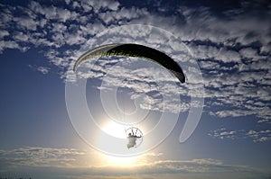 Paramotor in the sunlight