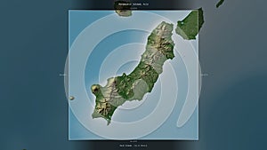 Paramushir Island, Russia, highlighted and labelled. Physical photo