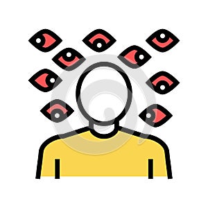 paranoia psychological problems color icon vector illustration