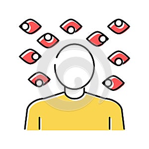 paranoia psychological problems color icon vector illustration