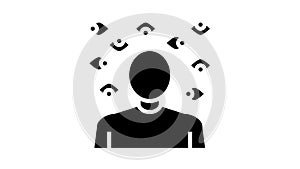 paranoia psychological problems glyph icon animation