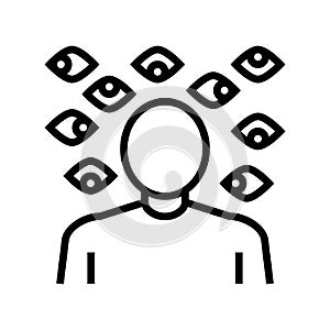 paranoia psychological problems line icon vector illustration