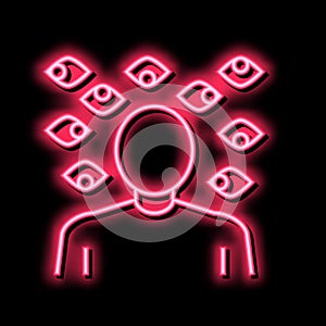 paranoia psychological problems neon glow icon illustration