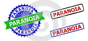 PARANOIA Rosette and Rectangle Bicolor Stamp Seals with Grunged Surfaces