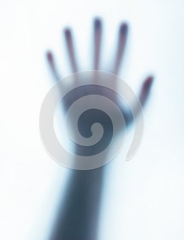 Paranormal human ghost hand on white background.