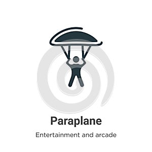 Paraplane vector icon on white background. Flat vector paraplane icon symbol sign from modern entertainment and arcade collection