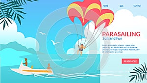 Parasailing Banner, Parasail Wing with Flying Man photo