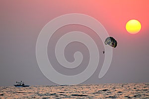 Parasailing at the colva beach in Goa India