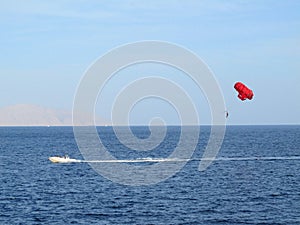 Parasailing in Egypt side view from afar