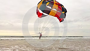 Parasailing extreme sports on the beach