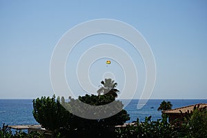 Parasailing in the Mediterranean. Kolympia, Rhodes, Greece