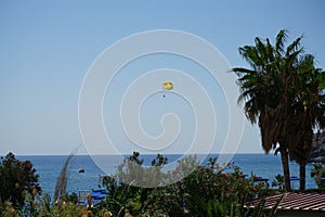 Parasailing in the Mediterranean. Kolympia, Rhodes, Greece