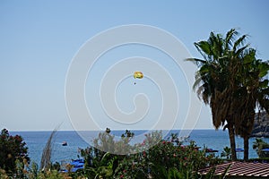 Parasailing in the Mediterranean. Kolympia, Rhodes, Greece