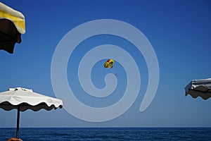 Parasailing in the Mediterranean. Kolympia, Rhodes, Greece