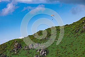 Parasailing in the mountains of .Chimbulak