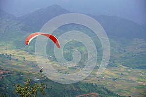 Parasailing in Mu Cang Chai in the ripe rice season