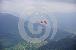 Parasailing in Mu Cang Chai in the ripe rice season