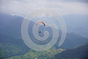 Parasailing in Mu Cang Chai in the ripe rice season